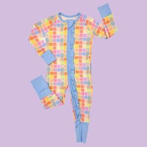 Poppy Kids Co “Watercolor” Bamboo Ruffle Romper Size 6-12 months NWT 🌿🎨